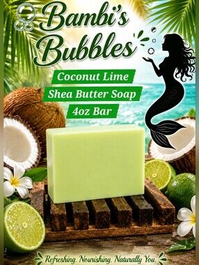 Back In Stock! Hand Crafted Lime Coconut Shea Butter 4oz Soap